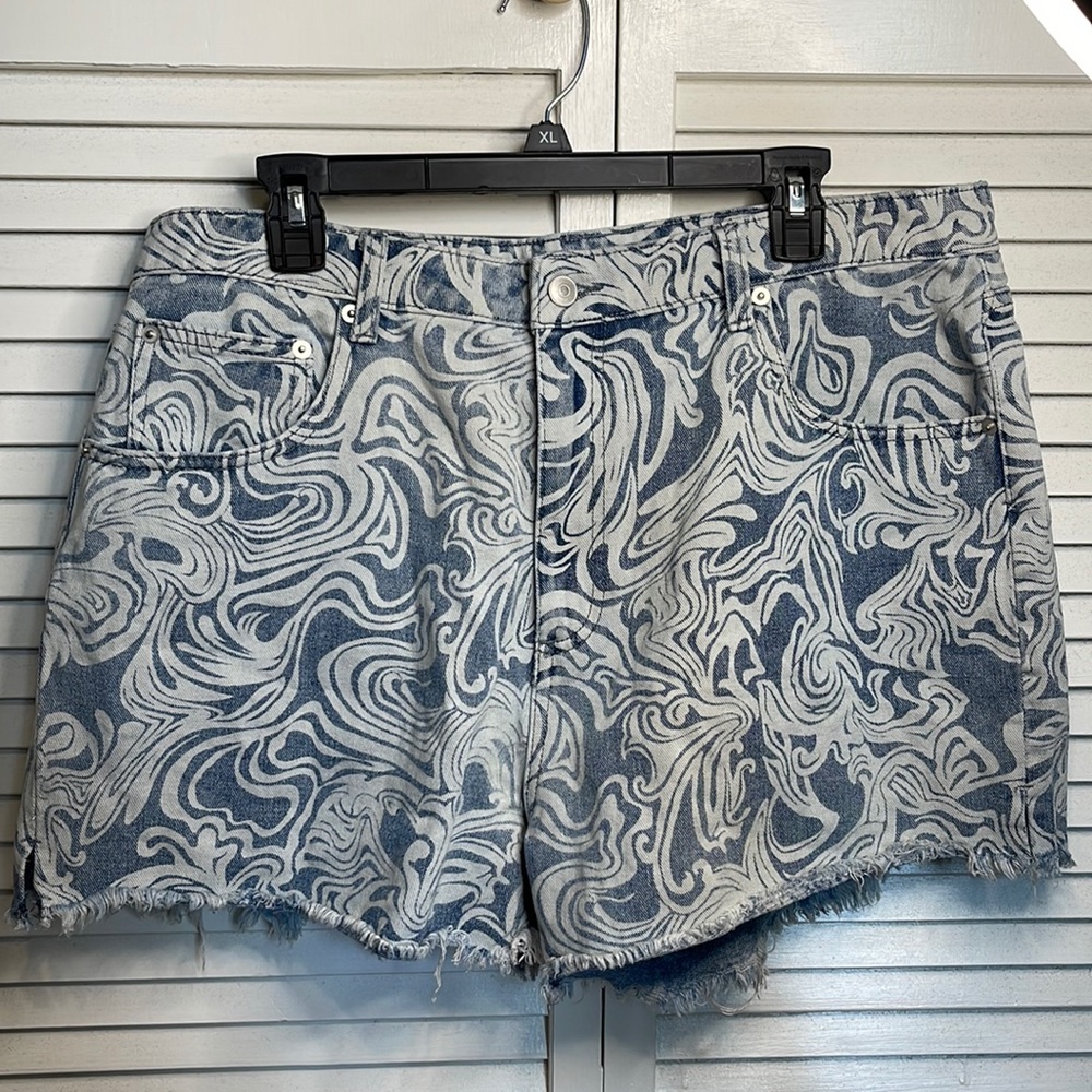 No Boundaries Printed Denim Shorts